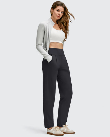 Pantalones de cintura alta cónicos hasta el tobillo con pliegues delanteros ShiftReady