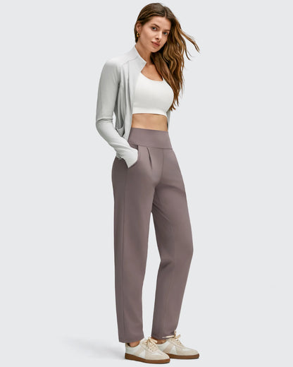 Pantalones de cintura alta cónicos hasta el tobillo con pliegues delanteros ShiftReady