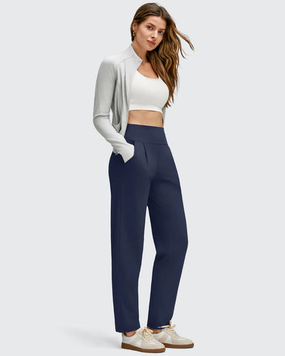 Pantalones de cintura alta cónicos hasta el tobillo con pliegues delanteros ShiftReady