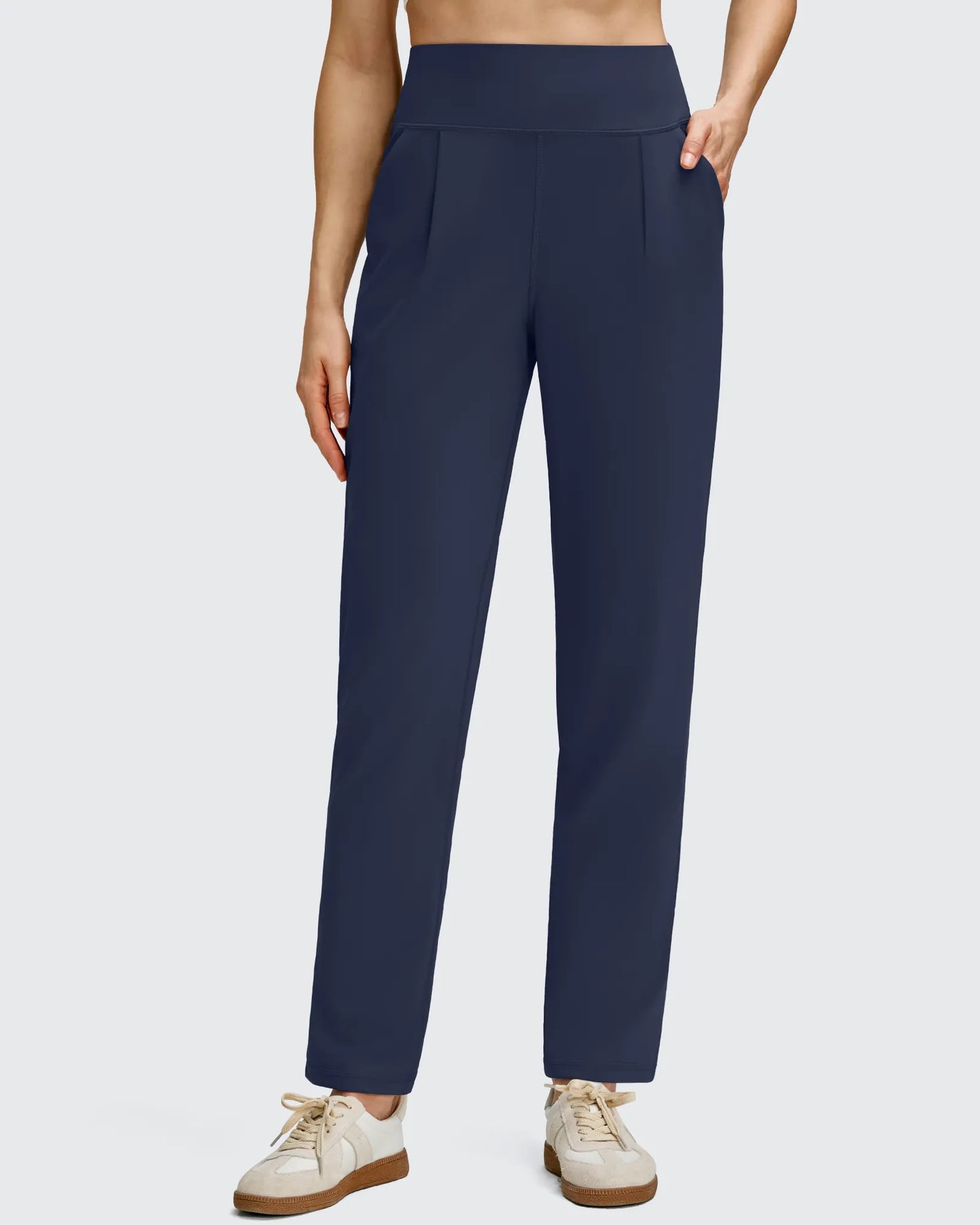 Pantalones de cintura alta cónicos hasta el tobillo con pliegues delanteros ShiftReady