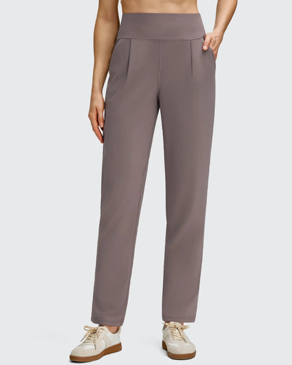 Pantalones de cintura alta cónicos hasta el tobillo con pliegues delanteros ShiftReady