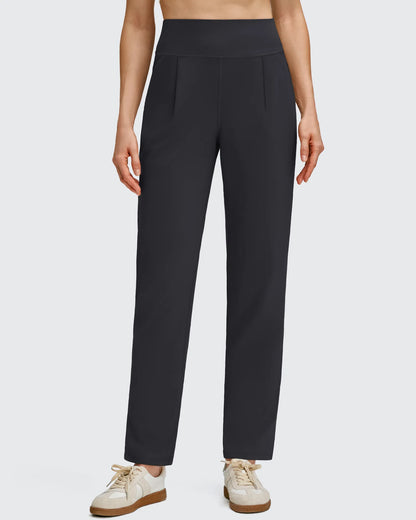 Pantalones de cintura alta cónicos hasta el tobillo con pliegues delanteros ShiftReady