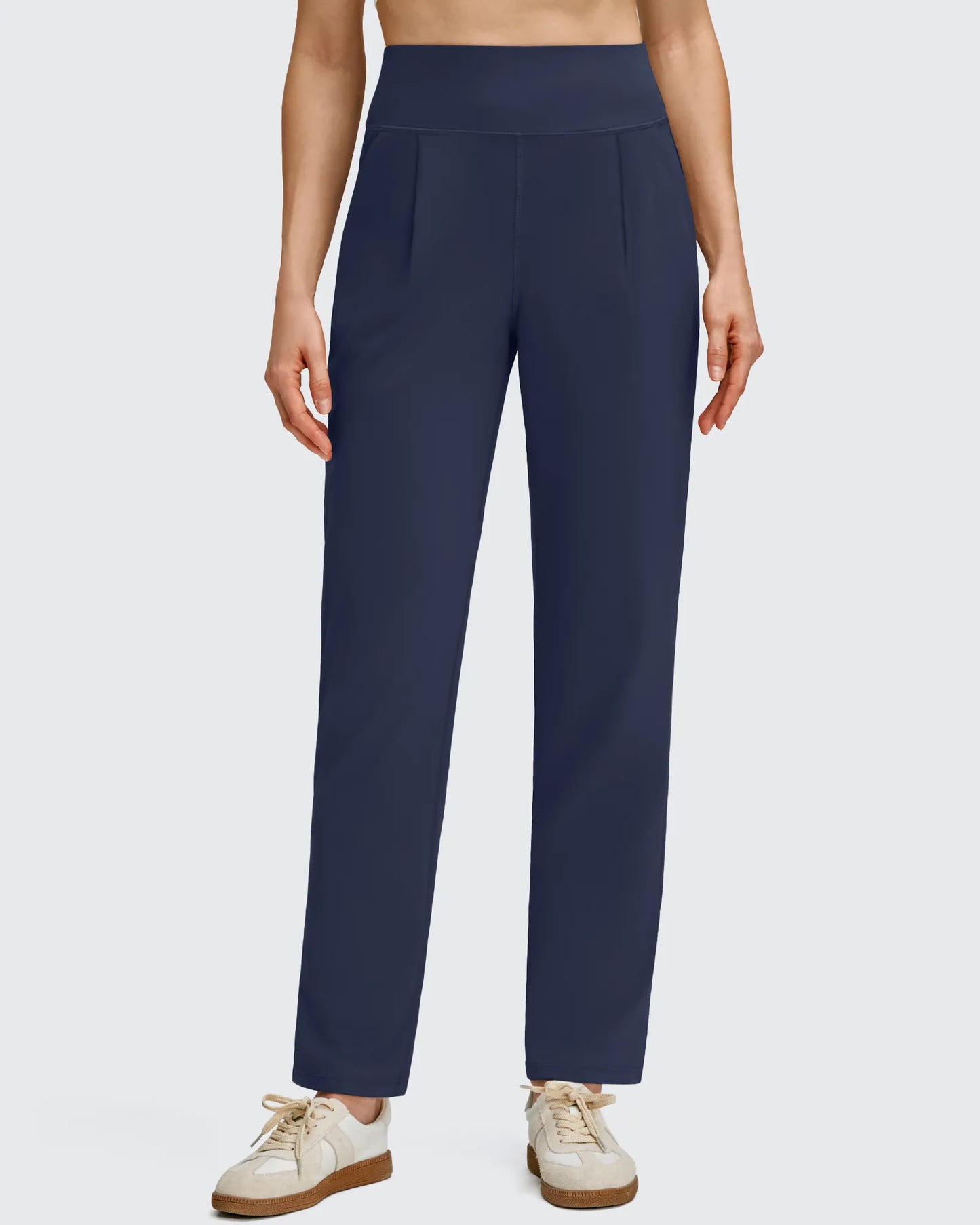 Pantalones de cintura alta cónicos hasta el tobillo con pliegues delanteros ShiftReady