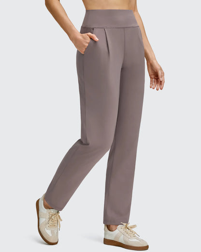 Pantalones de cintura alta cónicos hasta el tobillo con pliegues delanteros ShiftReady