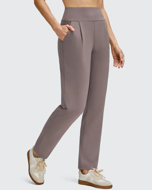 Pantalones de cintura alta cónicos hasta el tobillo con pliegues delanteros ShiftReady