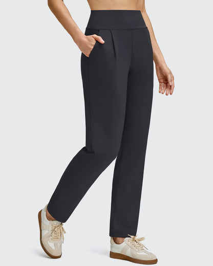 Pantalones de cintura alta cónicos hasta el tobillo con pliegues delanteros ShiftReady