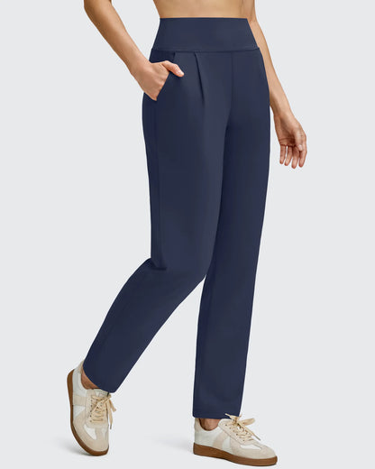 Pantalones de cintura alta cónicos hasta el tobillo con pliegues delanteros ShiftReady