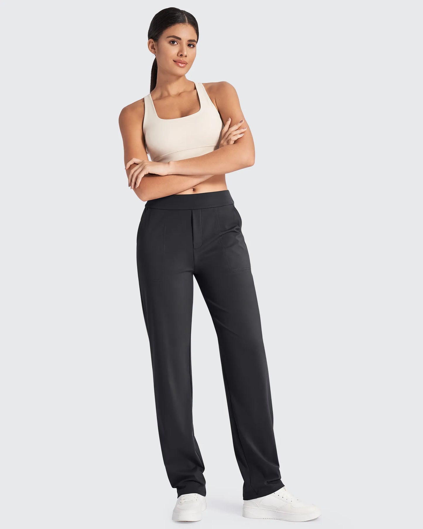 Pantalones de vestir rectos de talle alto ShiftReady Petite