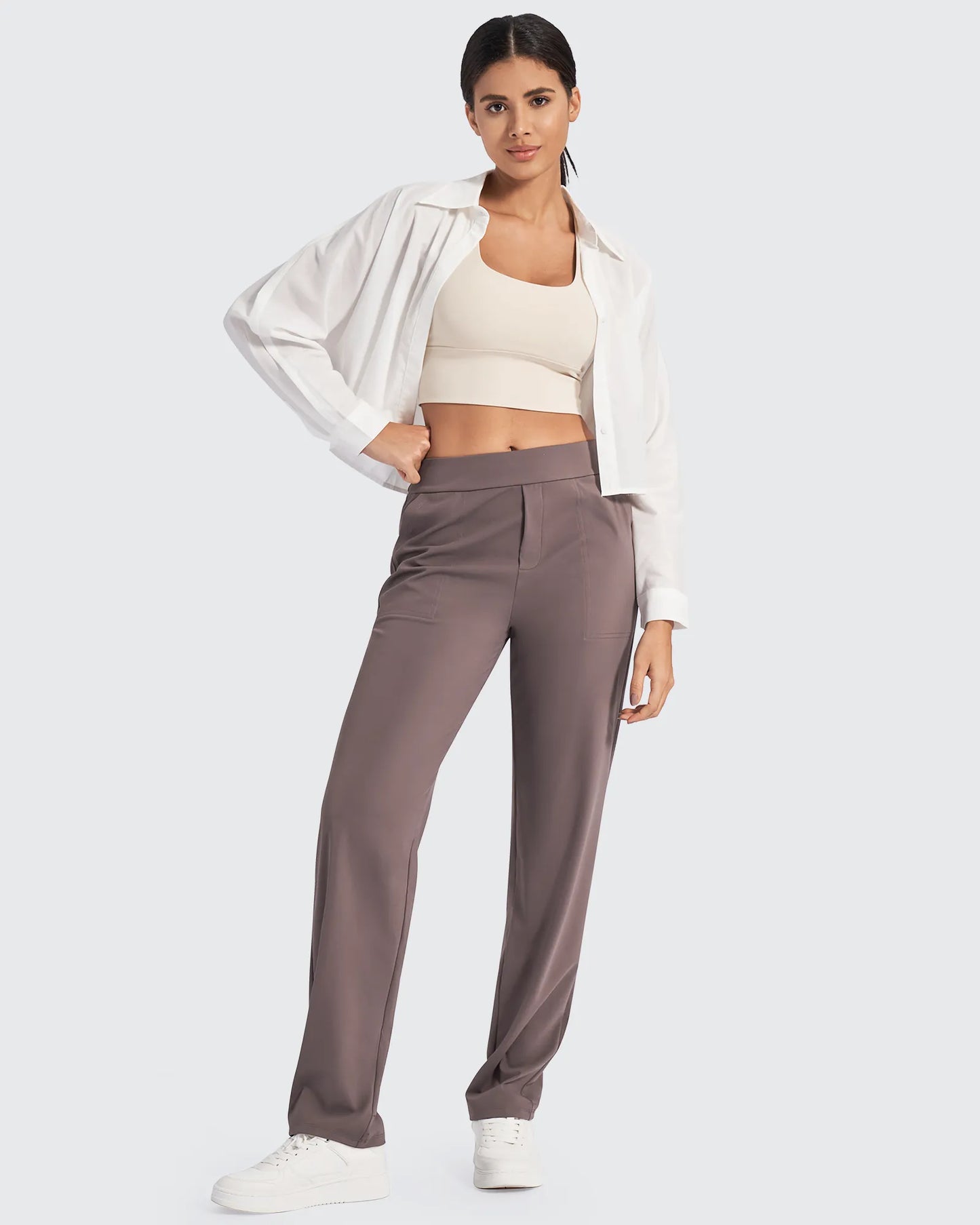 Pantalones de vestir rectos de talle alto ShiftReady Petite