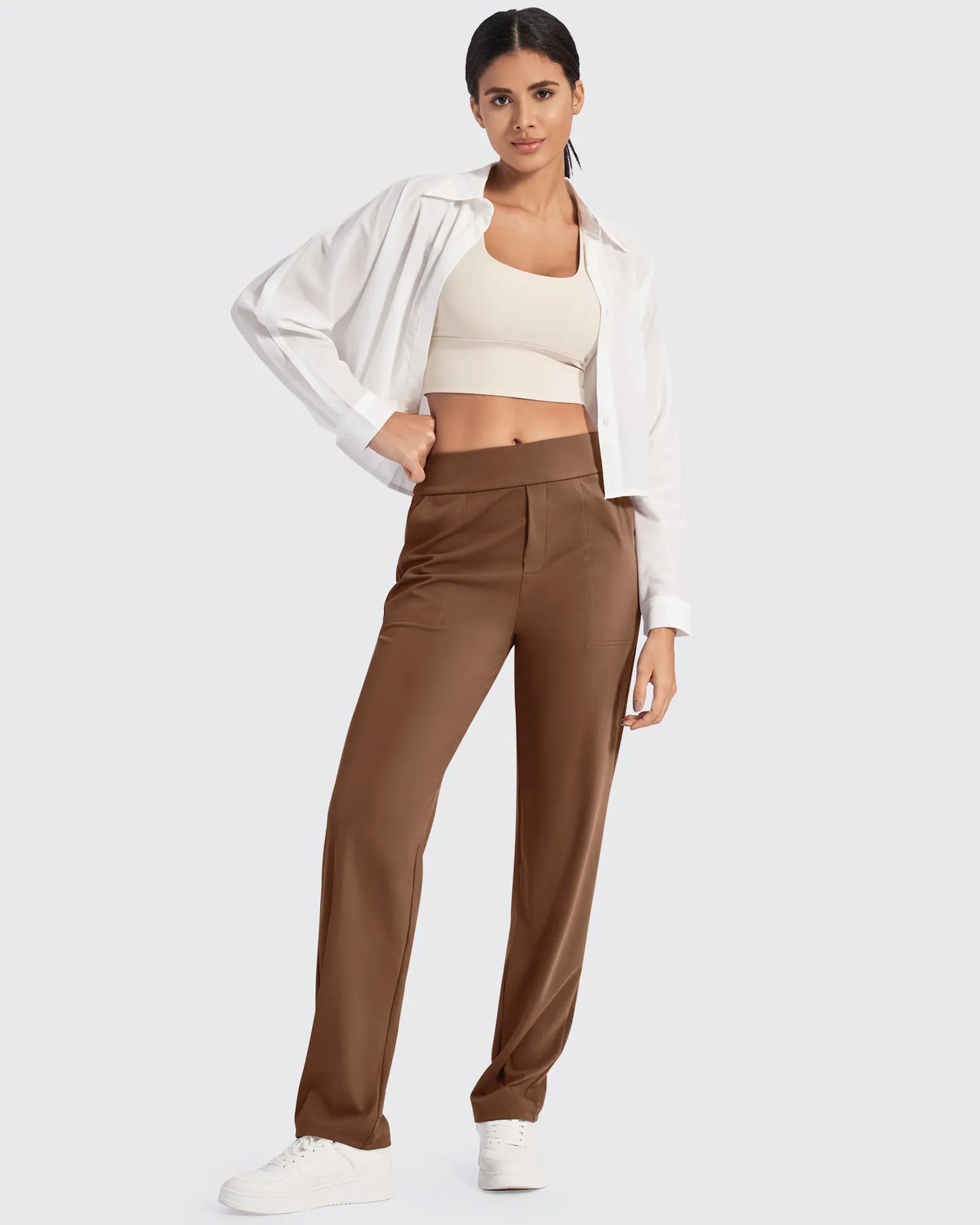 Pantalones de vestir rectos de talle alto ShiftReady Petite
