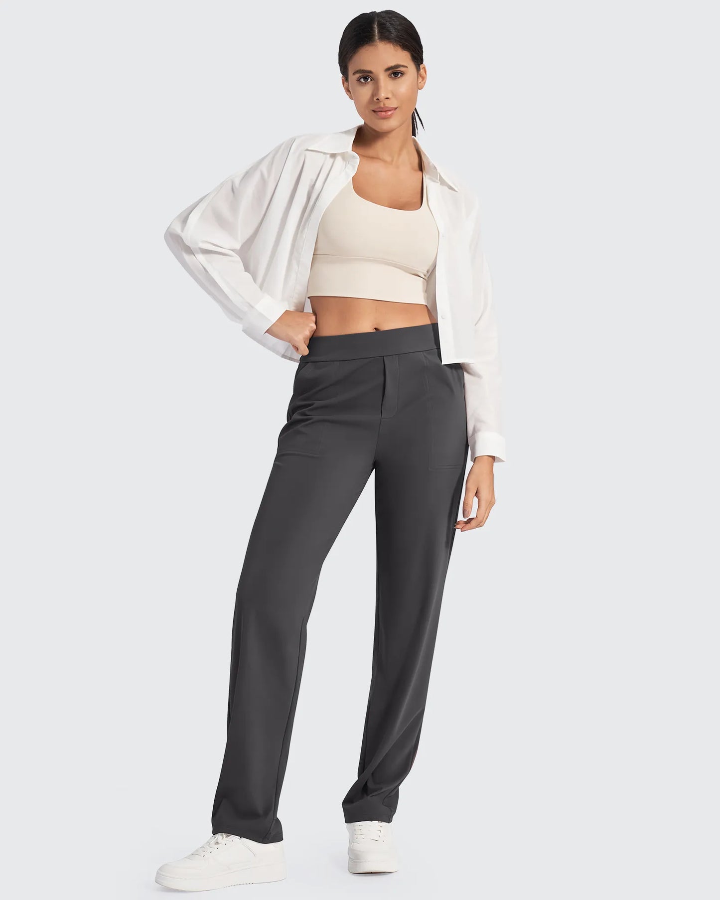 Pantalones de vestir rectos de talle alto ShiftReady Petite