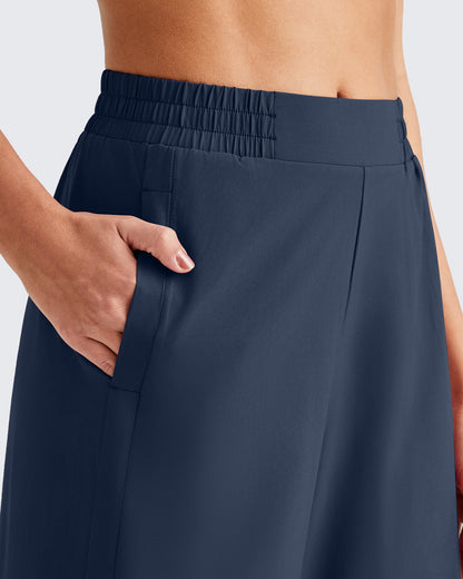 Pantalones Tobilleros ShiftReady de Talle Alto y Pierna Ancha con Abertura Lateral