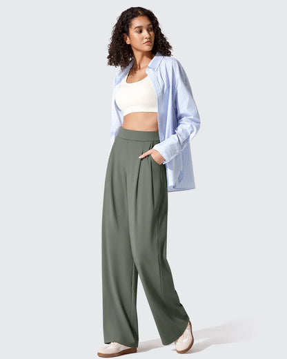 Pantalones de vestir ShiftReady plisados de pierna ancha con dos pliegues delanteros