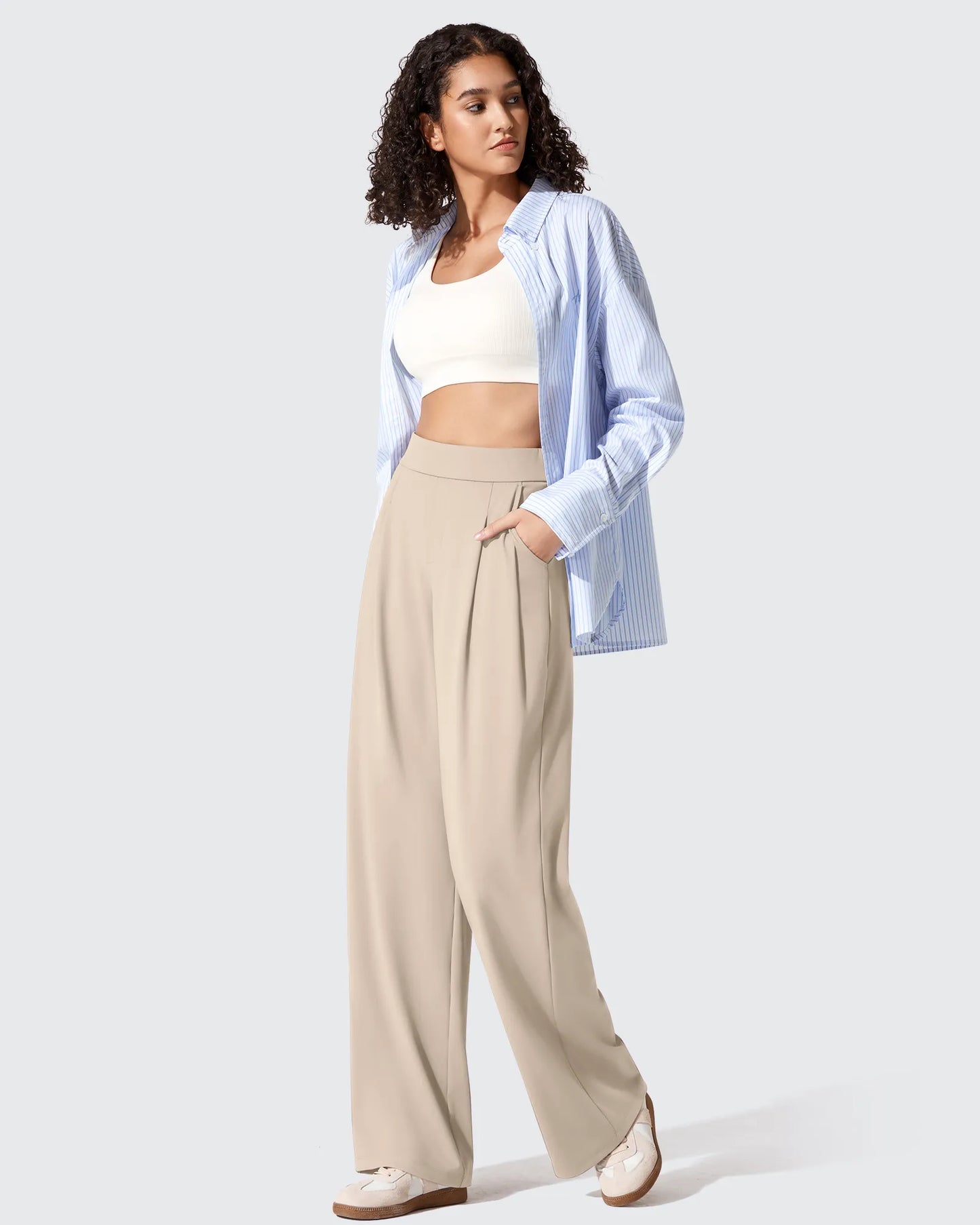 Pantalones de vestir ShiftReady plisados de pierna ancha con dos pliegues delanteros