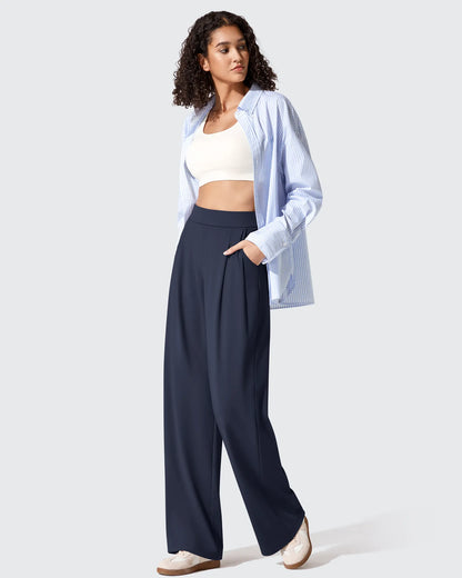 Pantalones de vestir ShiftReady plisados de pierna ancha con dos pliegues delanteros