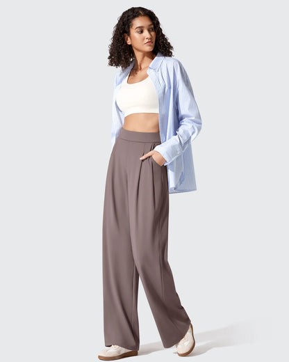 Pantalones de vestir ShiftReady plisados de pierna ancha con dos pliegues delanteros