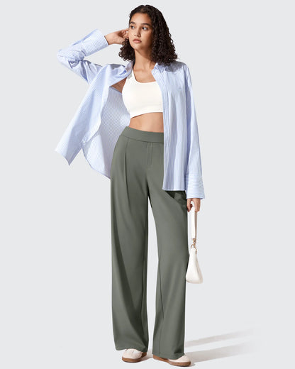 Pantalones de vestir ShiftReady plisados de pierna ancha con dos pliegues delanteros