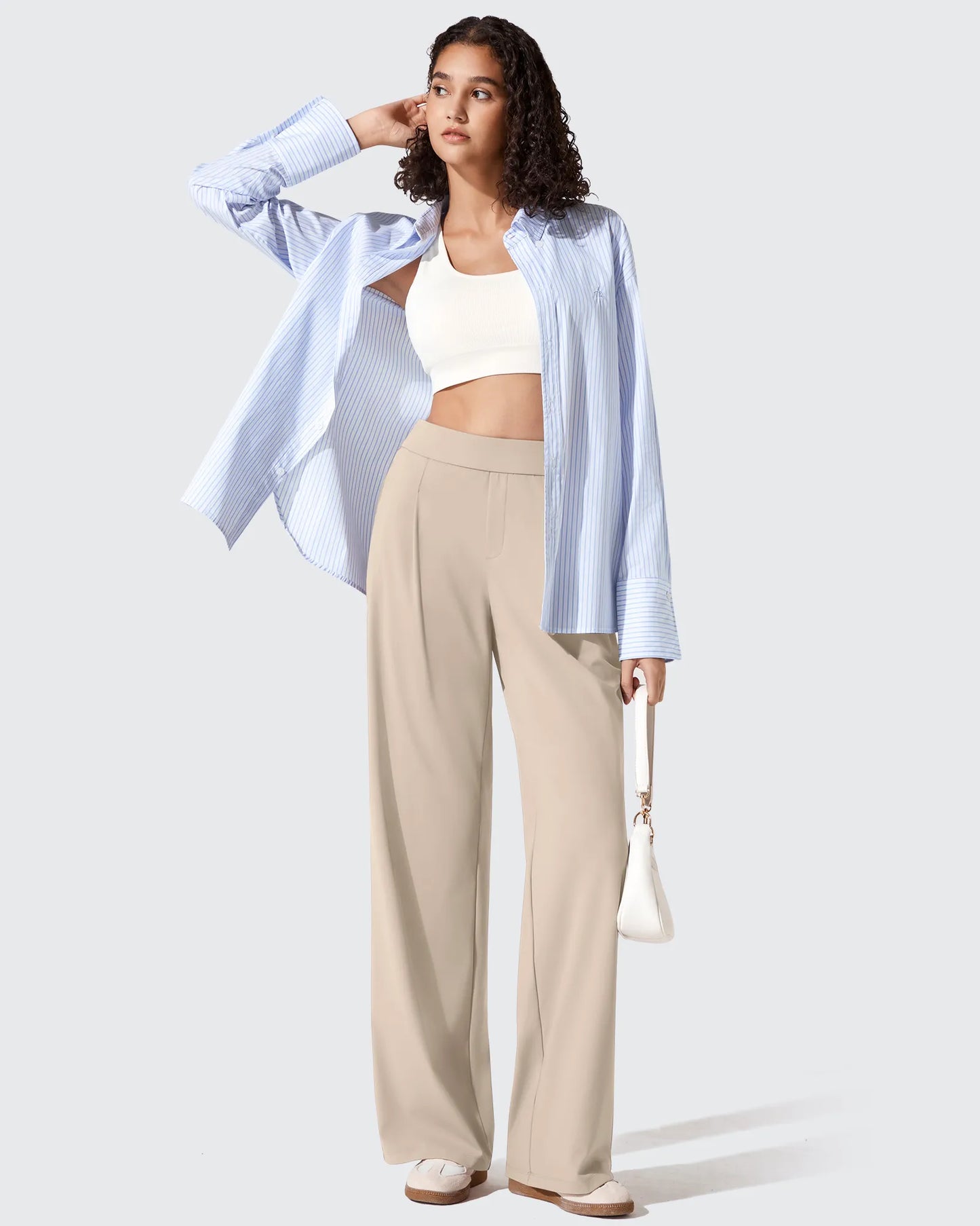 Pantalones de vestir ShiftReady plisados de pierna ancha con dos pliegues delanteros
