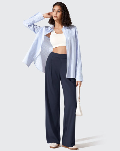 Pantalones de vestir ShiftReady plisados de pierna ancha con dos pliegues delanteros