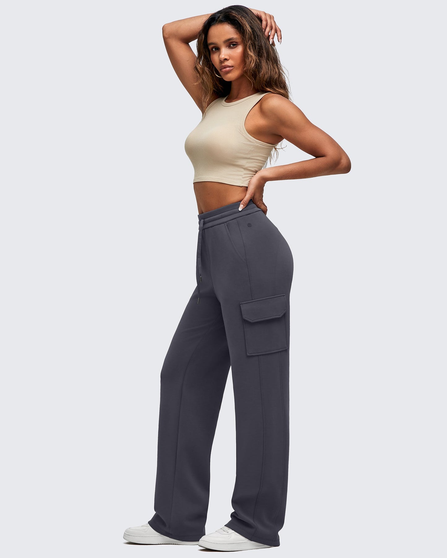 Pantalones de chándal cargo Smoofit de pernera ancha con cordón y bolsillos