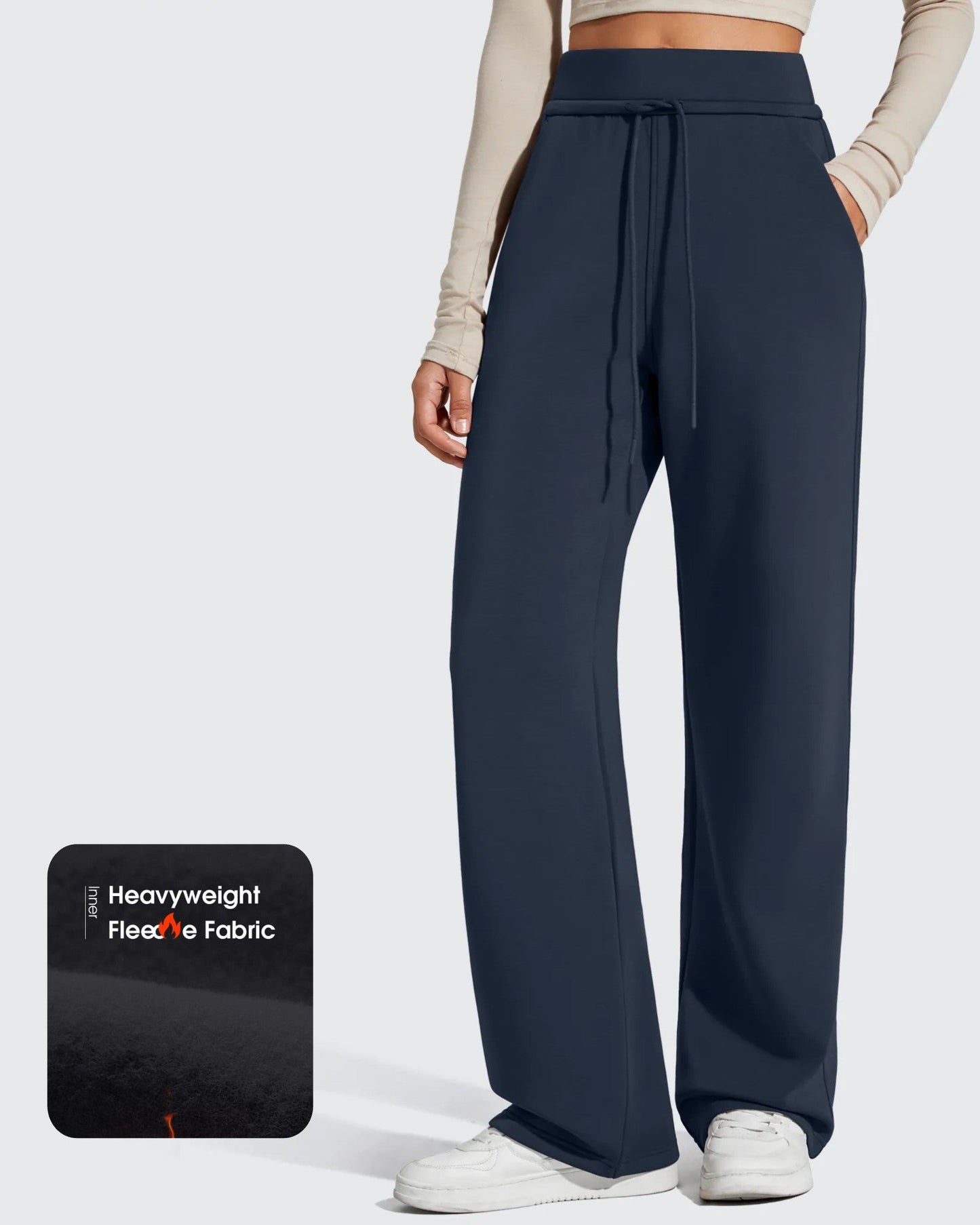 Pantalones de chándal de pernera ancha con forro polar y cordón elástico Smoofit