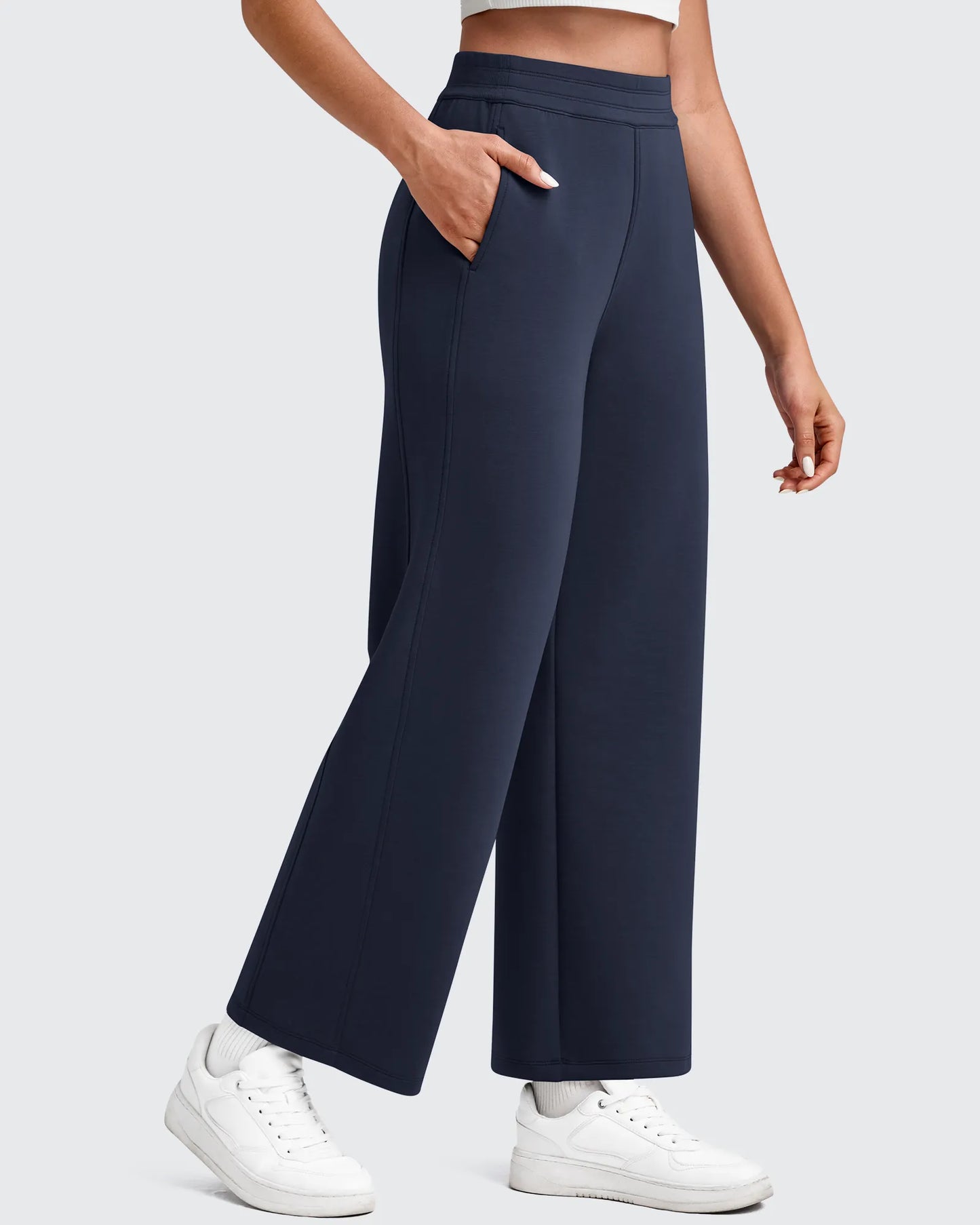 Pantalones deportivos tobilleros de pernera ancha con cintura elástica Smoofit