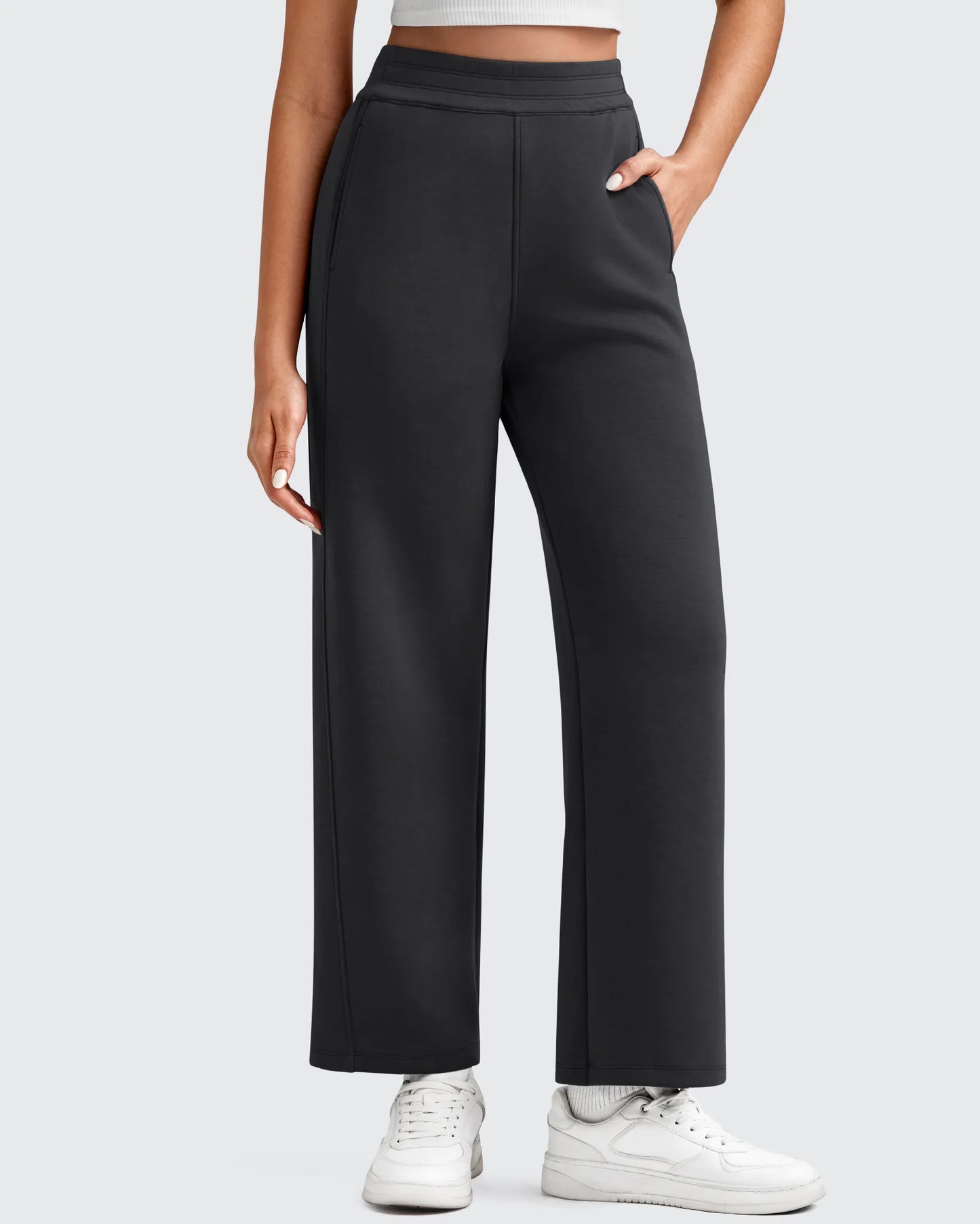 Pantalones deportivos tobilleros de pernera ancha con cintura elástica Smoofit