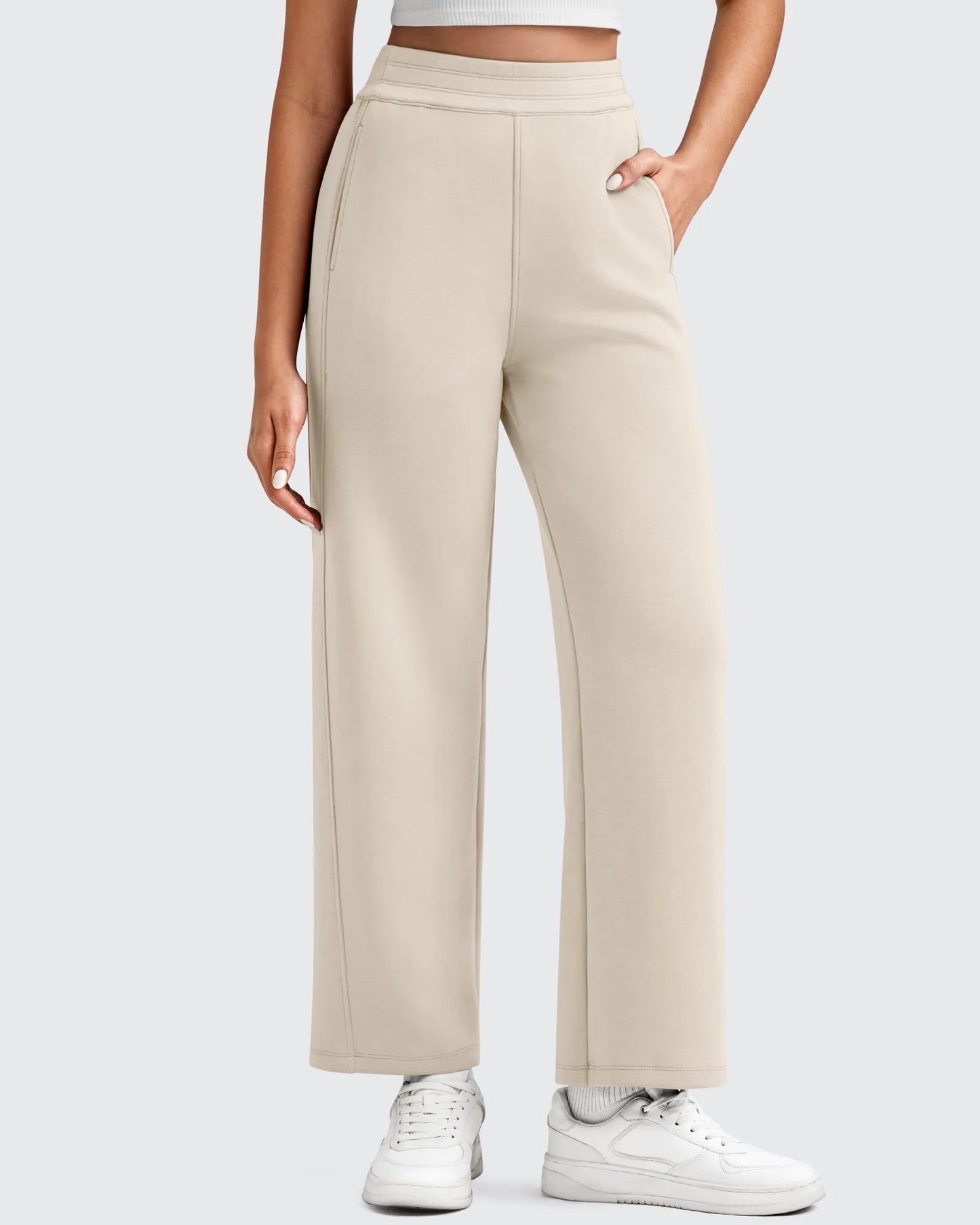 Pantalones deportivos tobilleros de pernera ancha con cintura elástica Smoofit