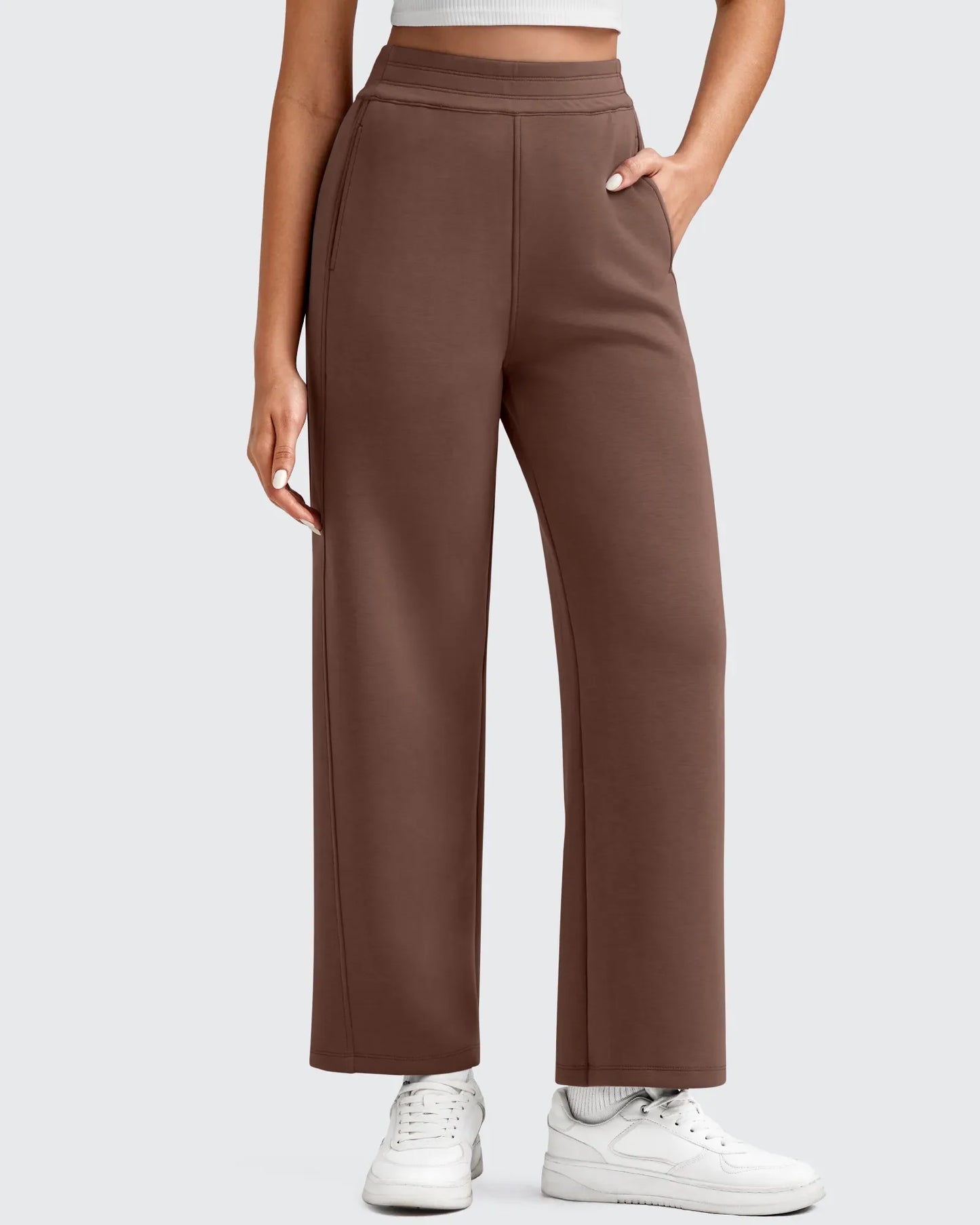 Pantalones deportivos tobilleros de pernera ancha con cintura elástica Smoofit
