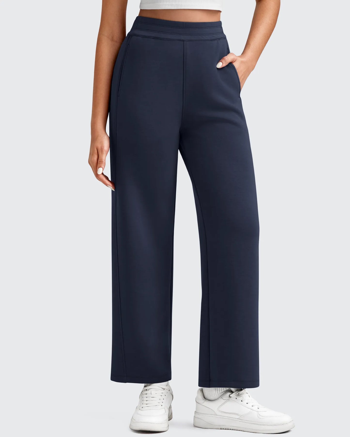 Pantalones deportivos tobilleros de pernera ancha con cintura elástica Smoofit