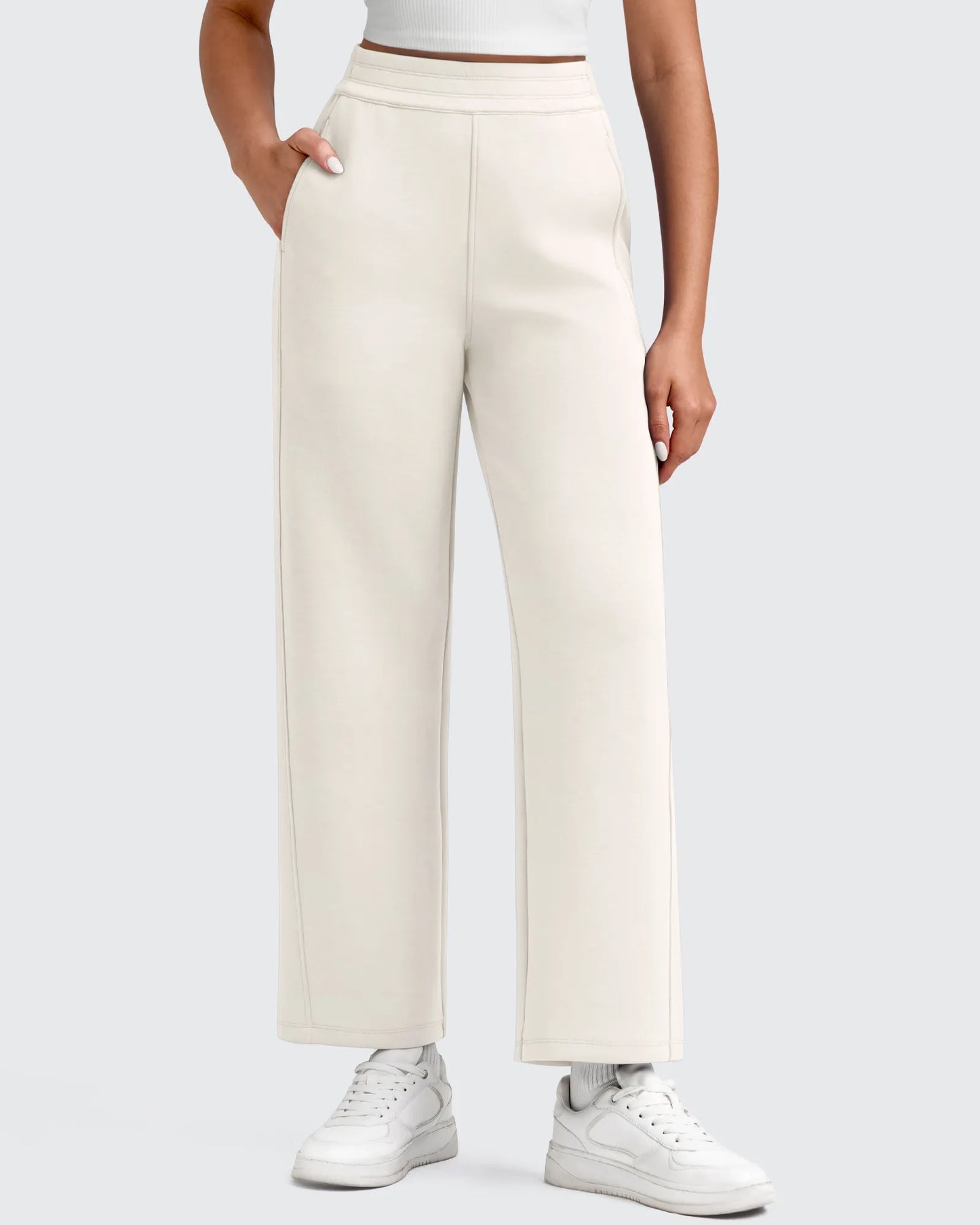 Pantalones deportivos tobilleros de pernera ancha con cintura elástica Smoofit