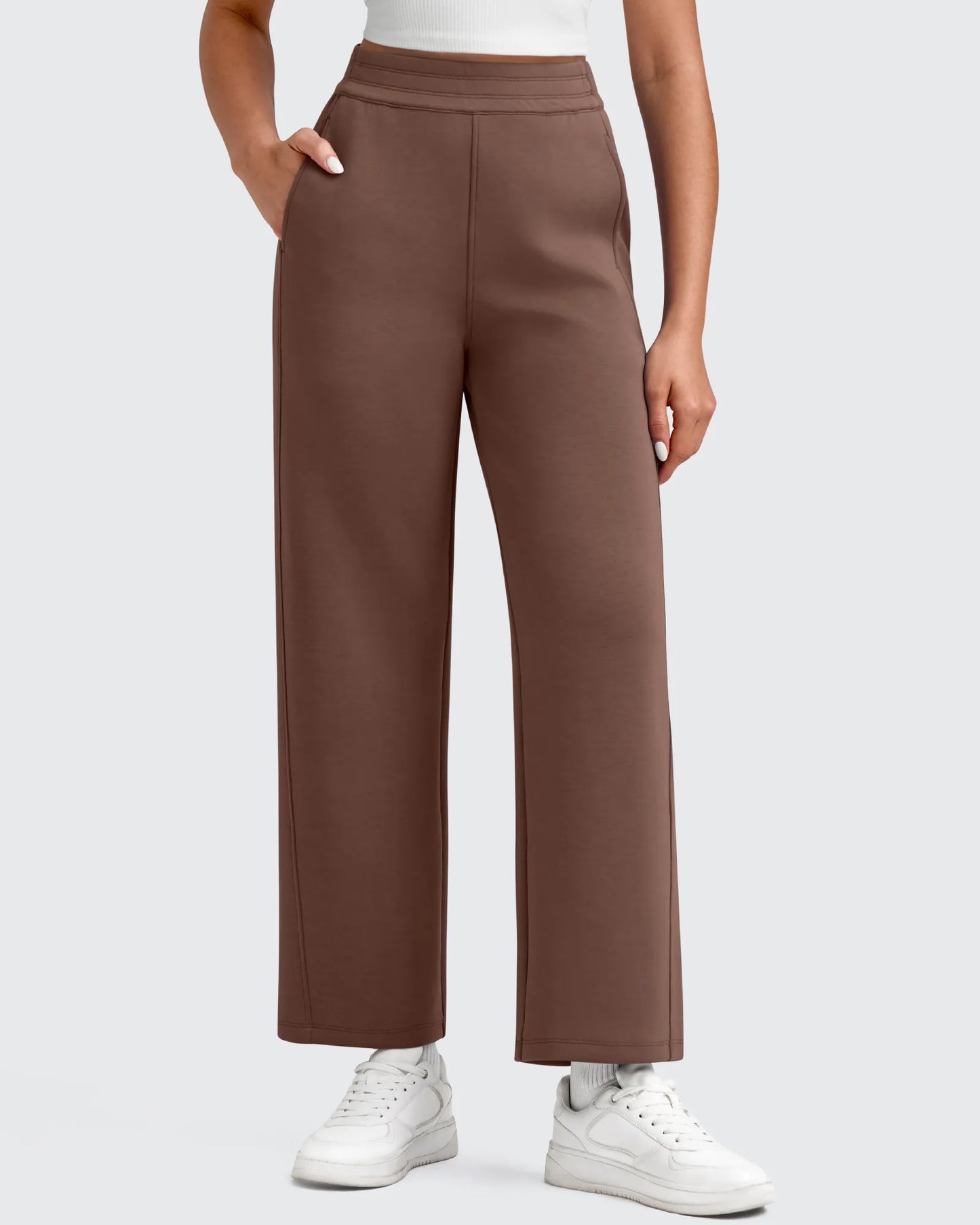 Pantalones deportivos tobilleros de pernera ancha con cintura elástica Smoofit