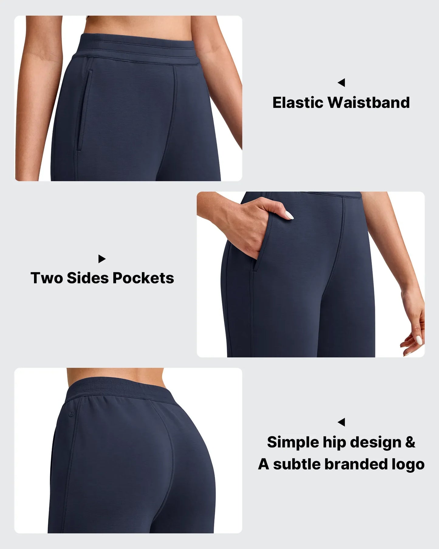 Pantalones deportivos tobilleros de pernera ancha con cintura elástica Smoofit