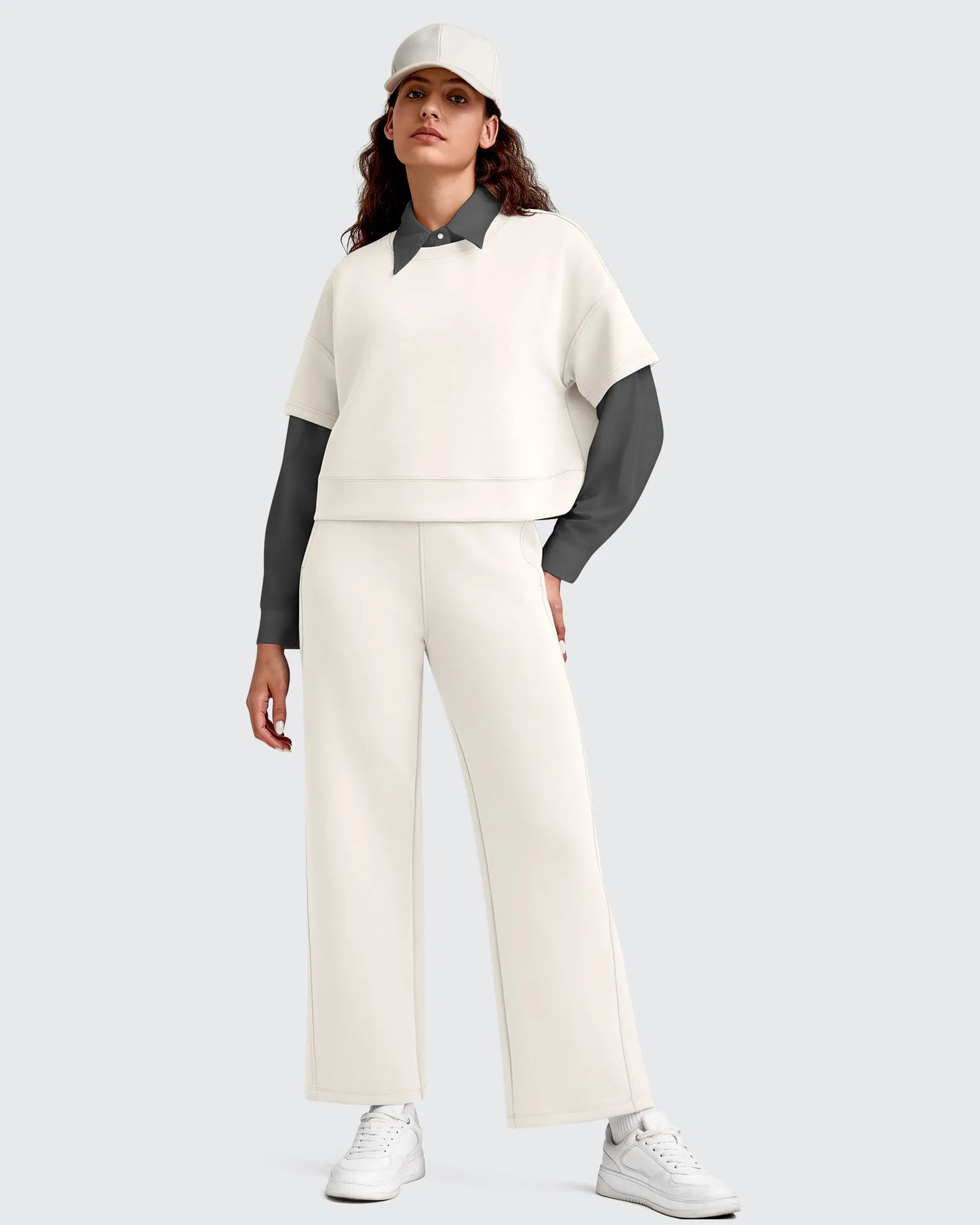 Pantalones deportivos tobilleros de pernera ancha con cintura elástica Smoofit