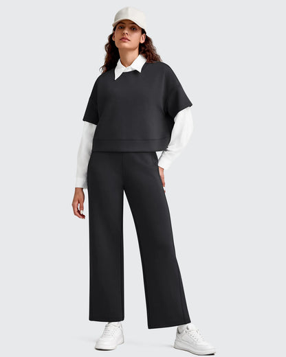 Pantalones deportivos tobilleros de pernera ancha con cintura elástica Smoofit