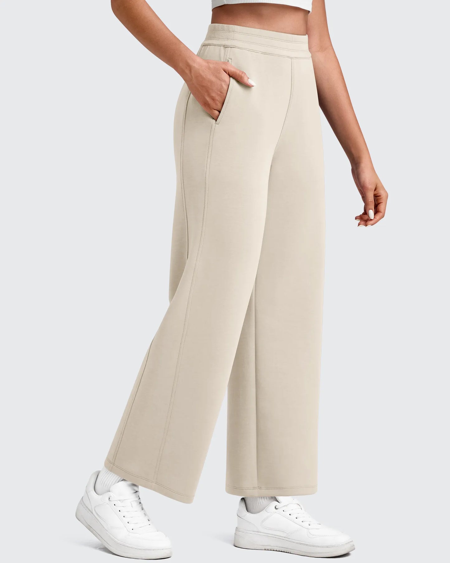 Pantalones deportivos tobilleros de pernera ancha con cintura elástica Smoofit