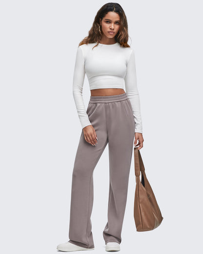 Pantalones de chándal de pernera ancha con cintura elástica Smoofit, talla Petite