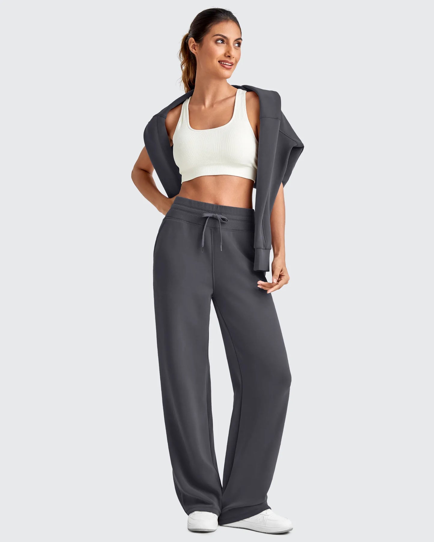 Pantalones deportivos de pierna ancha con cordón y cintura elástica Smoofit