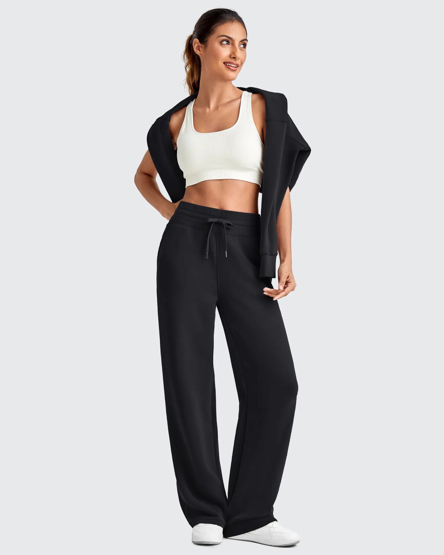 Pantalones deportivos de pierna ancha con cordón y cintura elástica Smoofit