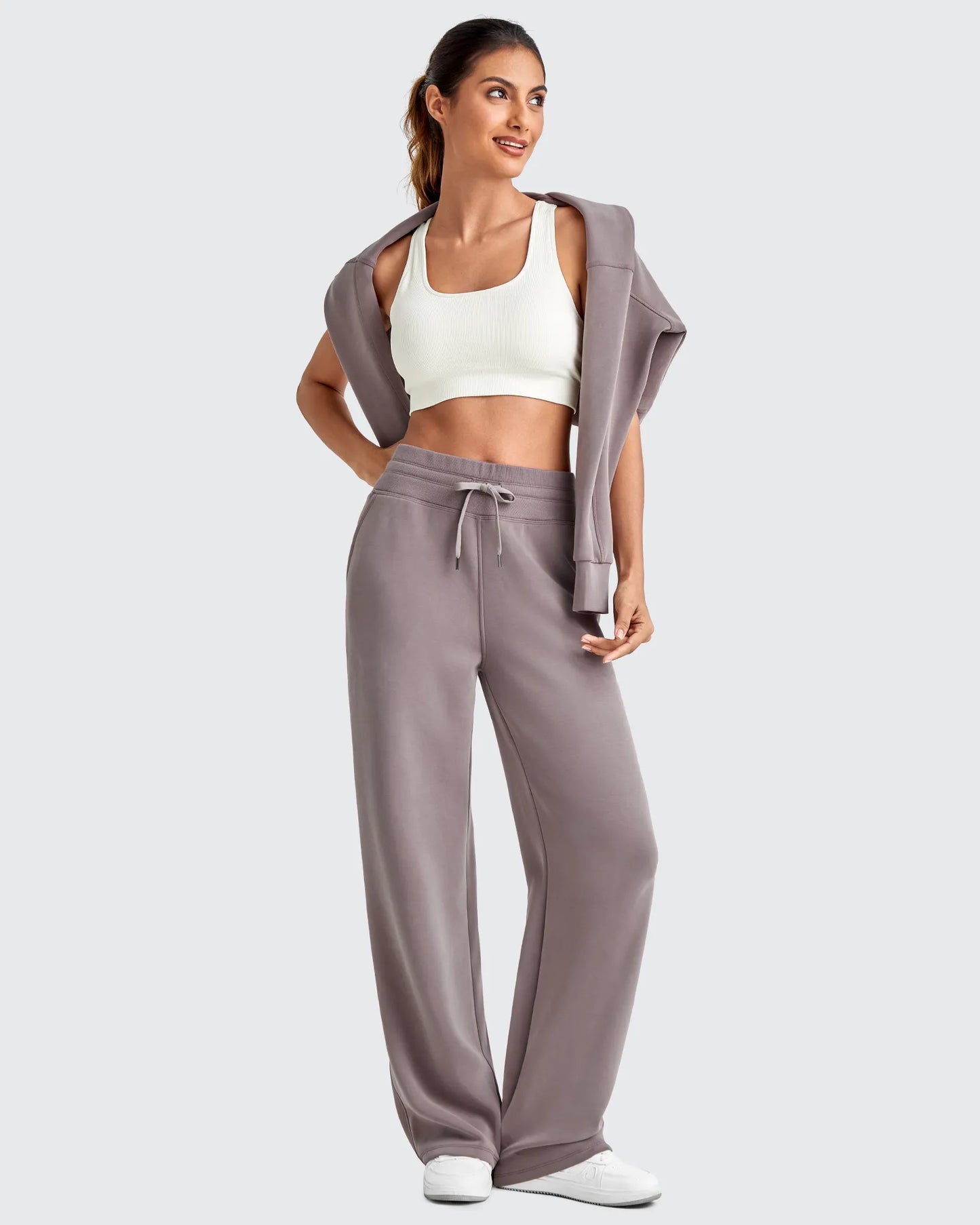 Pantalones deportivos de pierna ancha con cordón y cintura elástica Smoofit