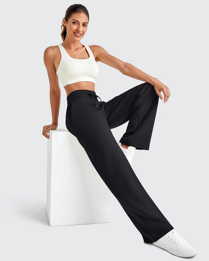 Pantalones deportivos de pierna ancha con cordón y cintura elástica Smoofit