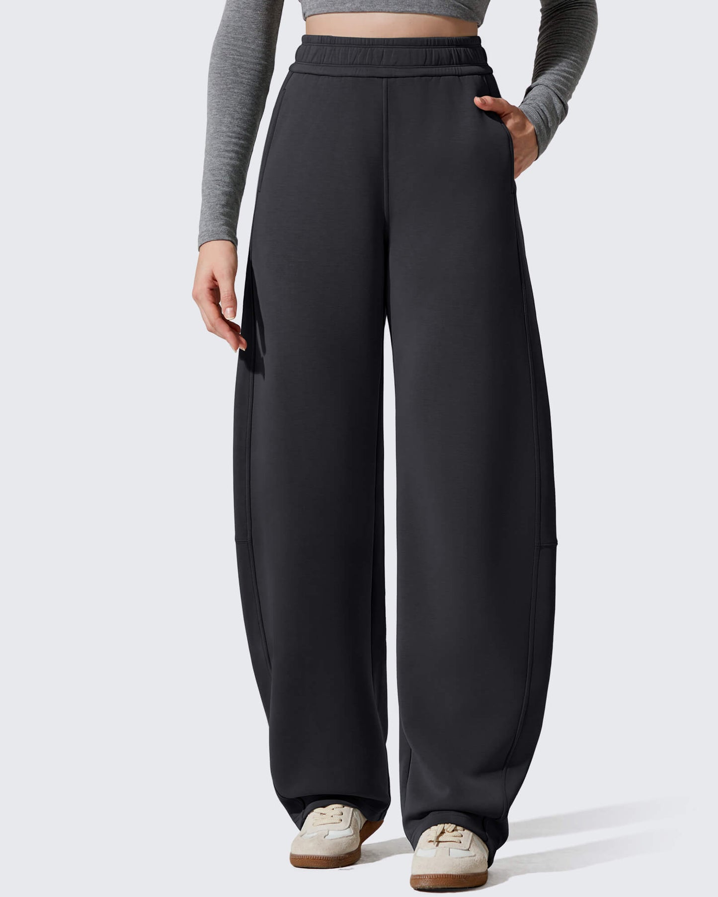 Pantalones deportivos holgados Smoofit con forro polar, pierna ancha y corte barril