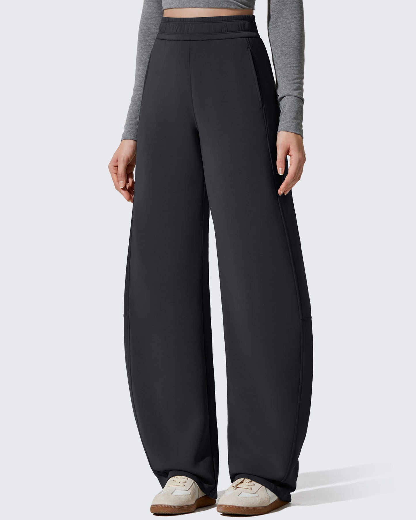 Pantalones deportivos holgados Smoofit con forro polar, pierna ancha y corte barril