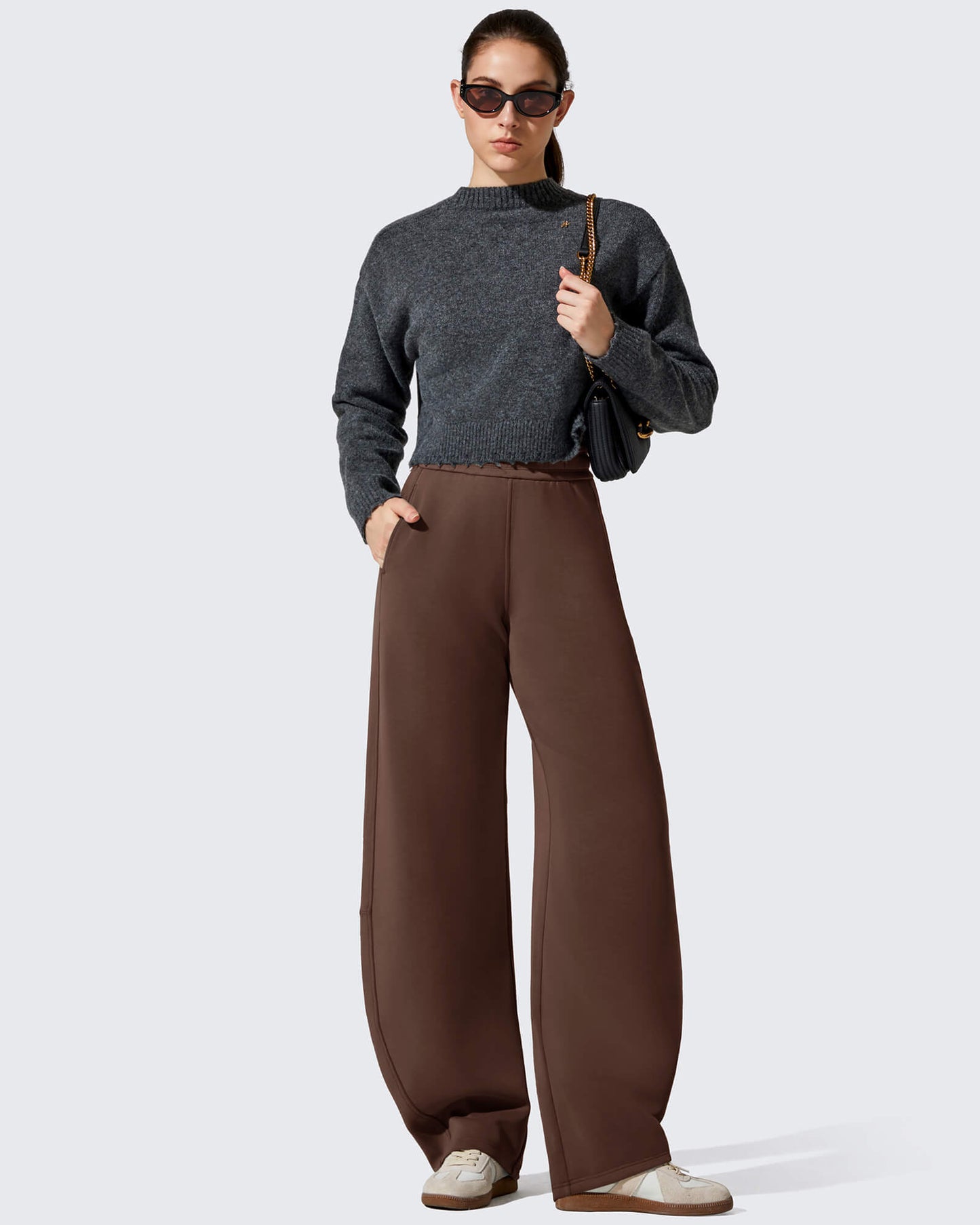 Pantalones deportivos holgados Smoofit con forro polar, pierna ancha y corte barril