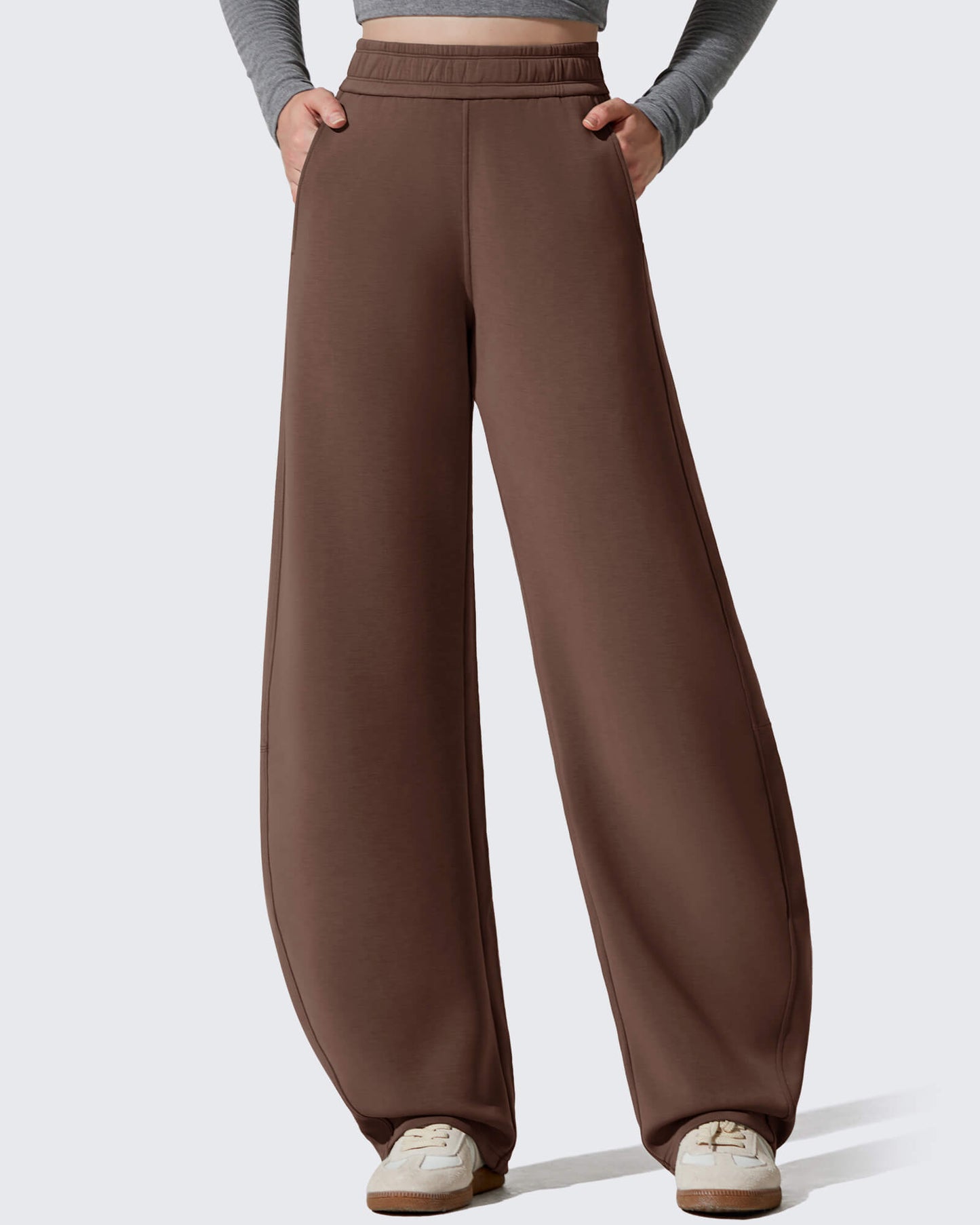 Pantalones deportivos holgados Smoofit con forro polar, pierna ancha y corte barril