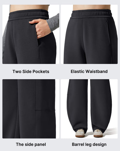 Pantalones deportivos holgados Smoofit con forro polar, pierna ancha y corte barril