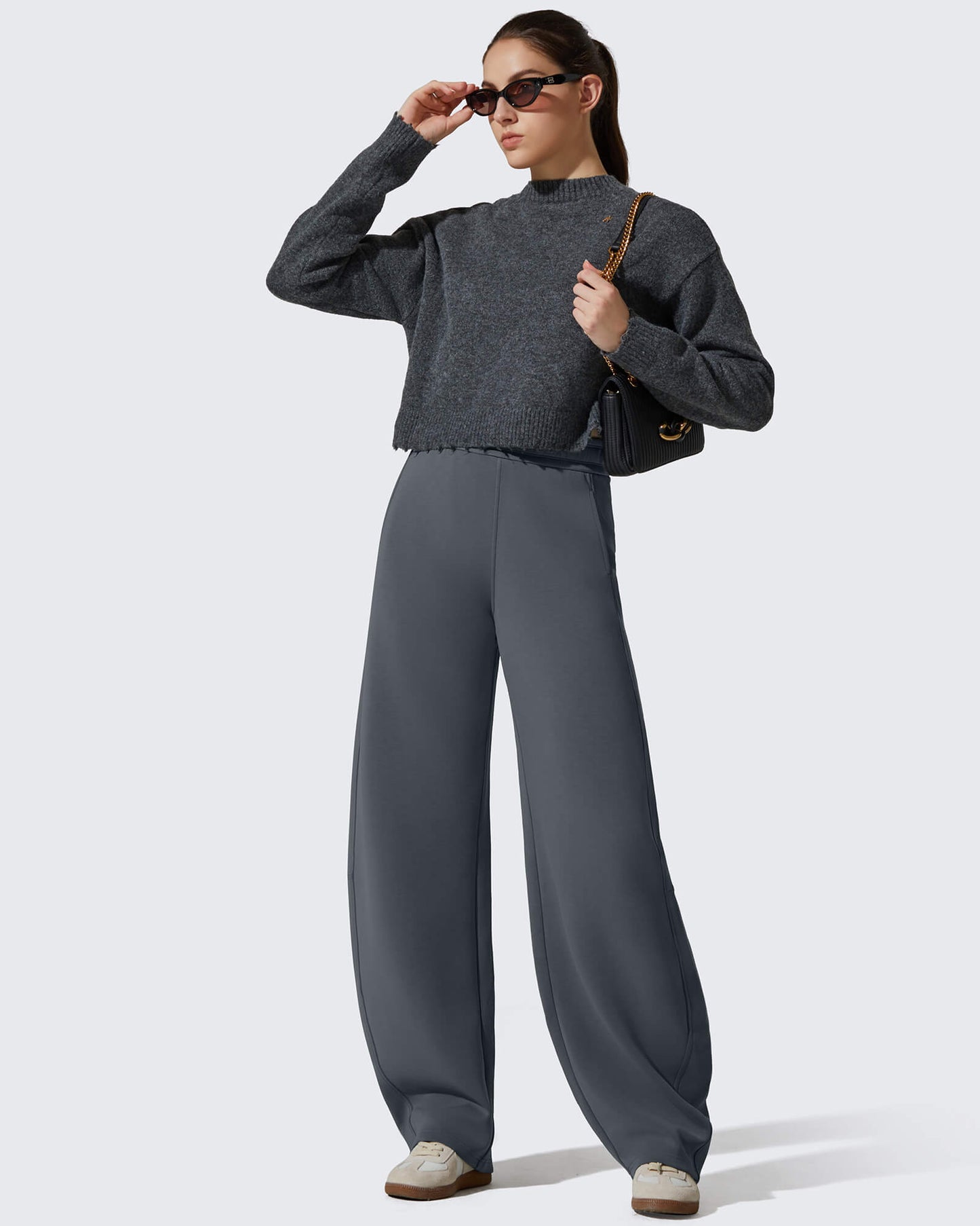Pantalones deportivos holgados Smoofit con forro polar, pierna ancha y corte barril