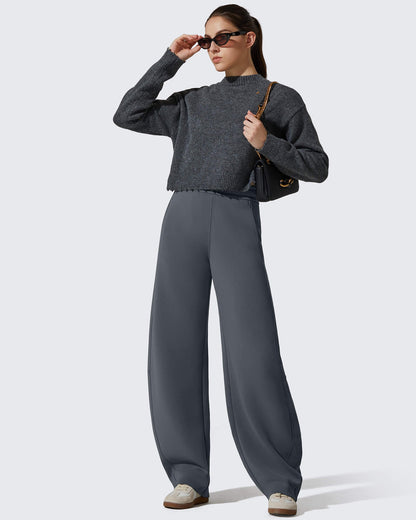 Pantalones deportivos holgados Smoofit con forro polar, pierna ancha y corte barril