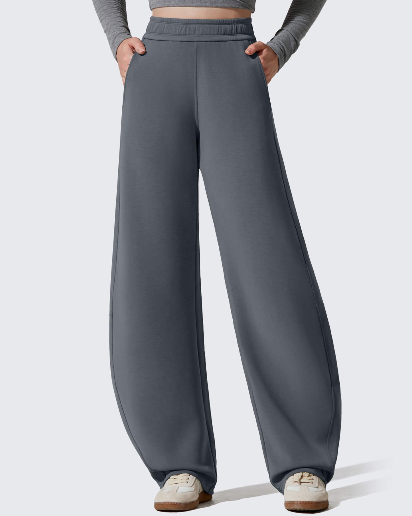Pantalones deportivos holgados Smoofit con forro polar, pierna ancha y corte barril