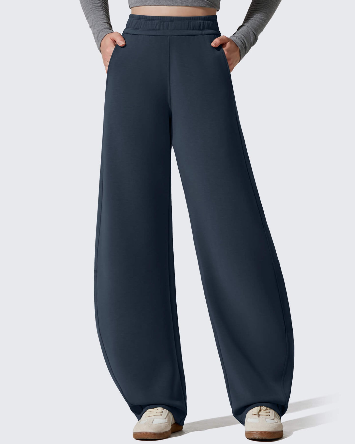Pantalones deportivos holgados Smoofit con forro polar, pierna ancha y corte barril